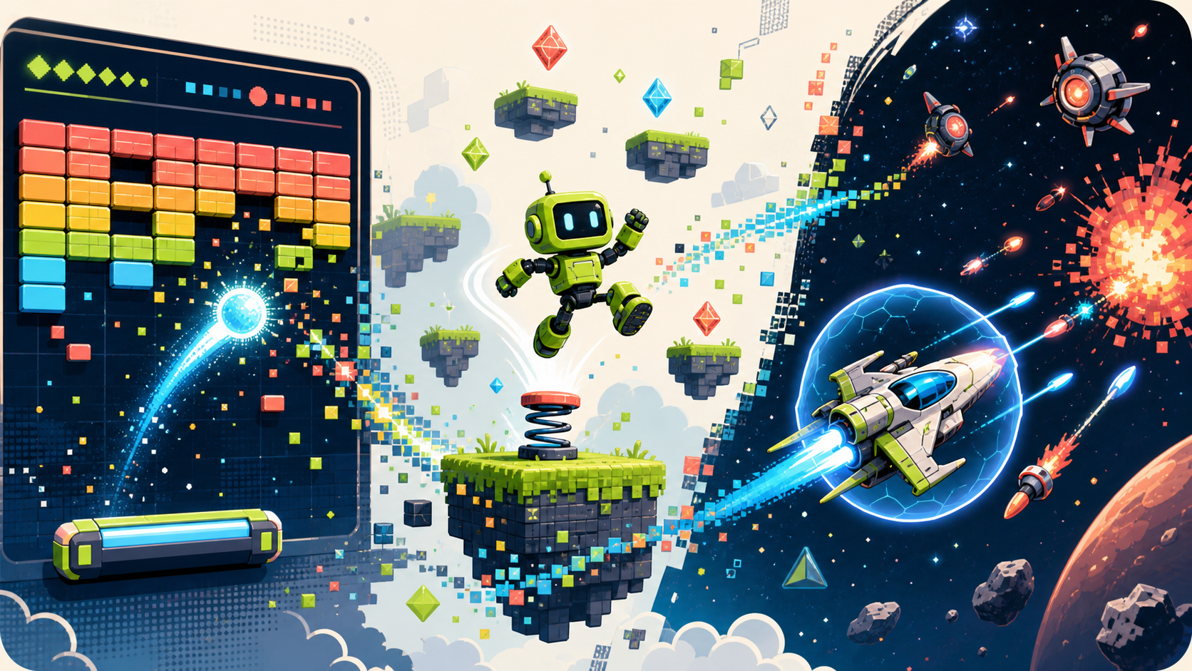 從打磚塊、平台跳躍到太空射擊的 Pygame 遊戲作品進化